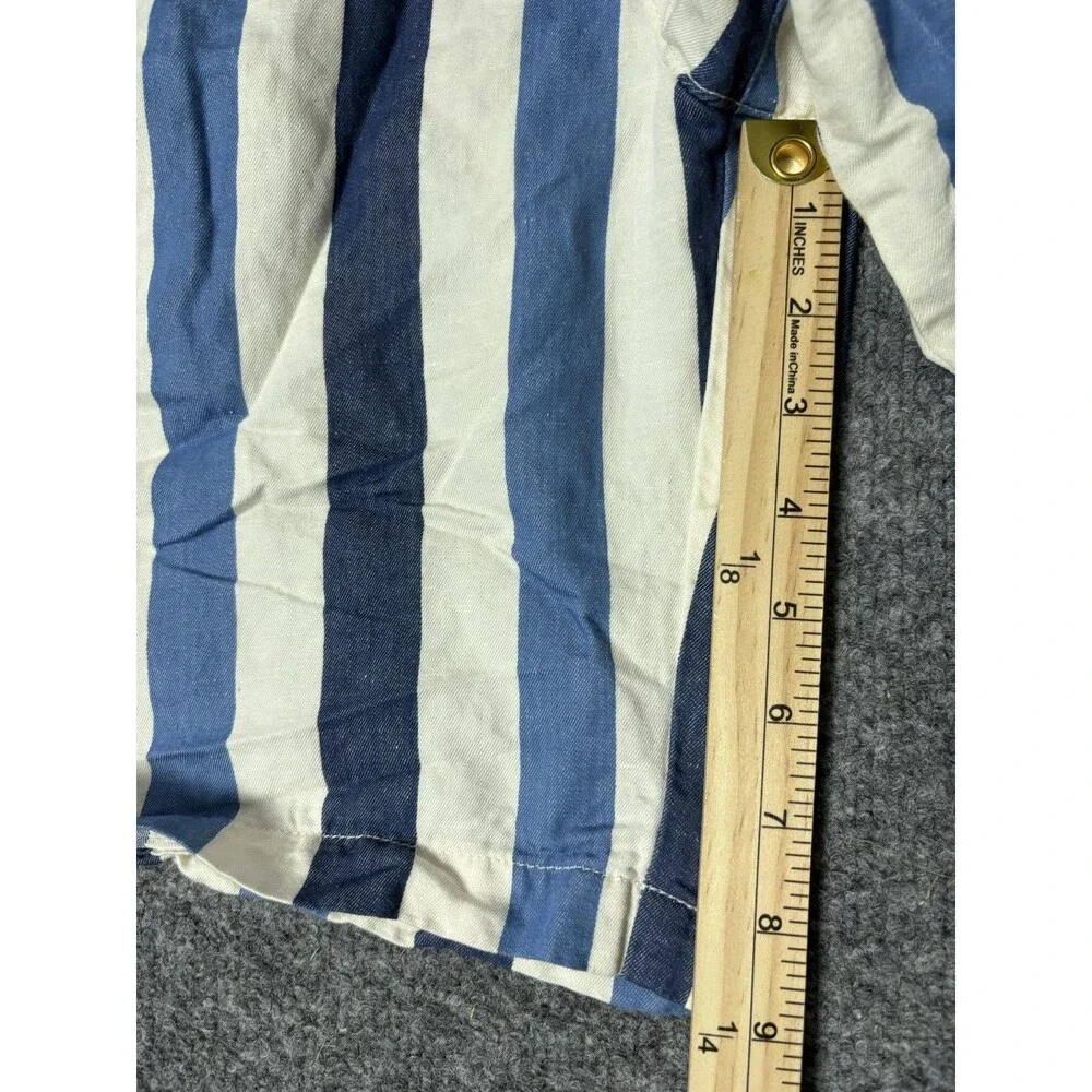 Banana Republic Chino Shorts Mens 32 Blue Stripe Linen Cotton 9